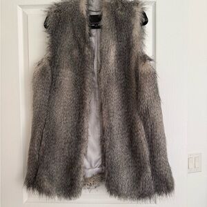 Banana Republic Gray Faux Fur Vest